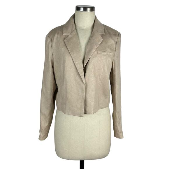RACHEL ZOE Light Brown Cropped Open Blazer Jacket Women's Size Large NWT - Picture 1 of 7